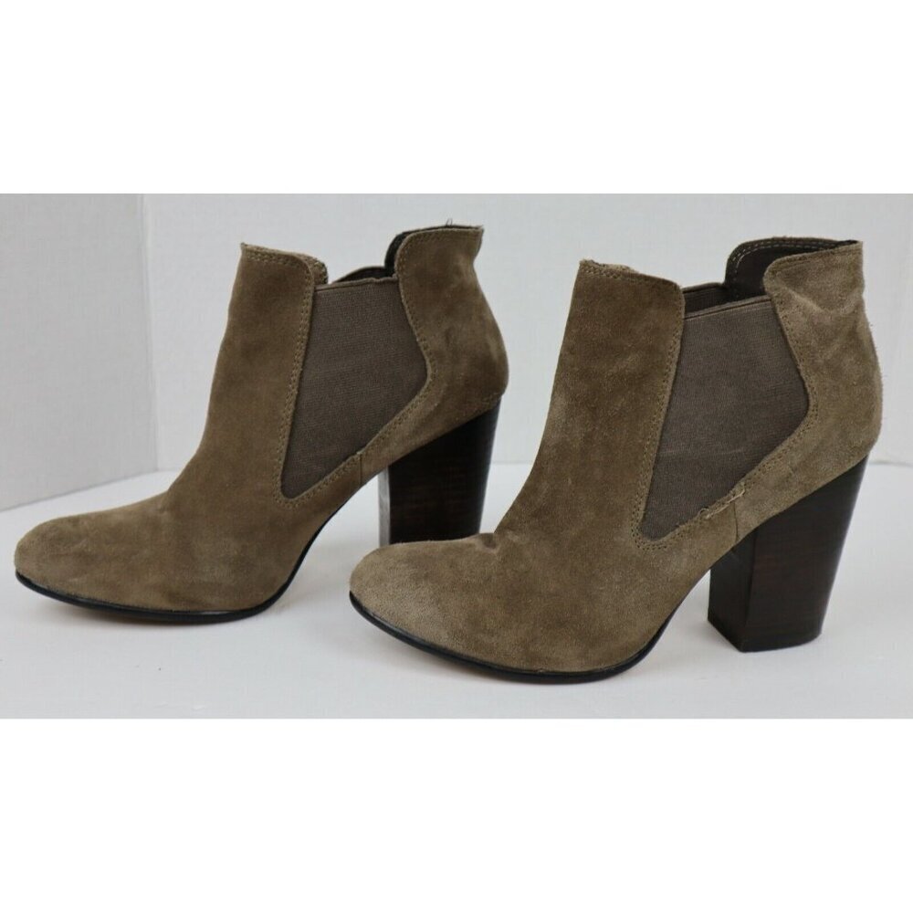 BJORNDAL - WOMEN'S BROWN SUEDE PULL ON ANKLE BOOTS BOOTIE - SIZE 8.5